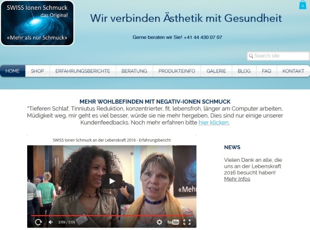 Swiss Ionen Schmuck Webseiten Screen